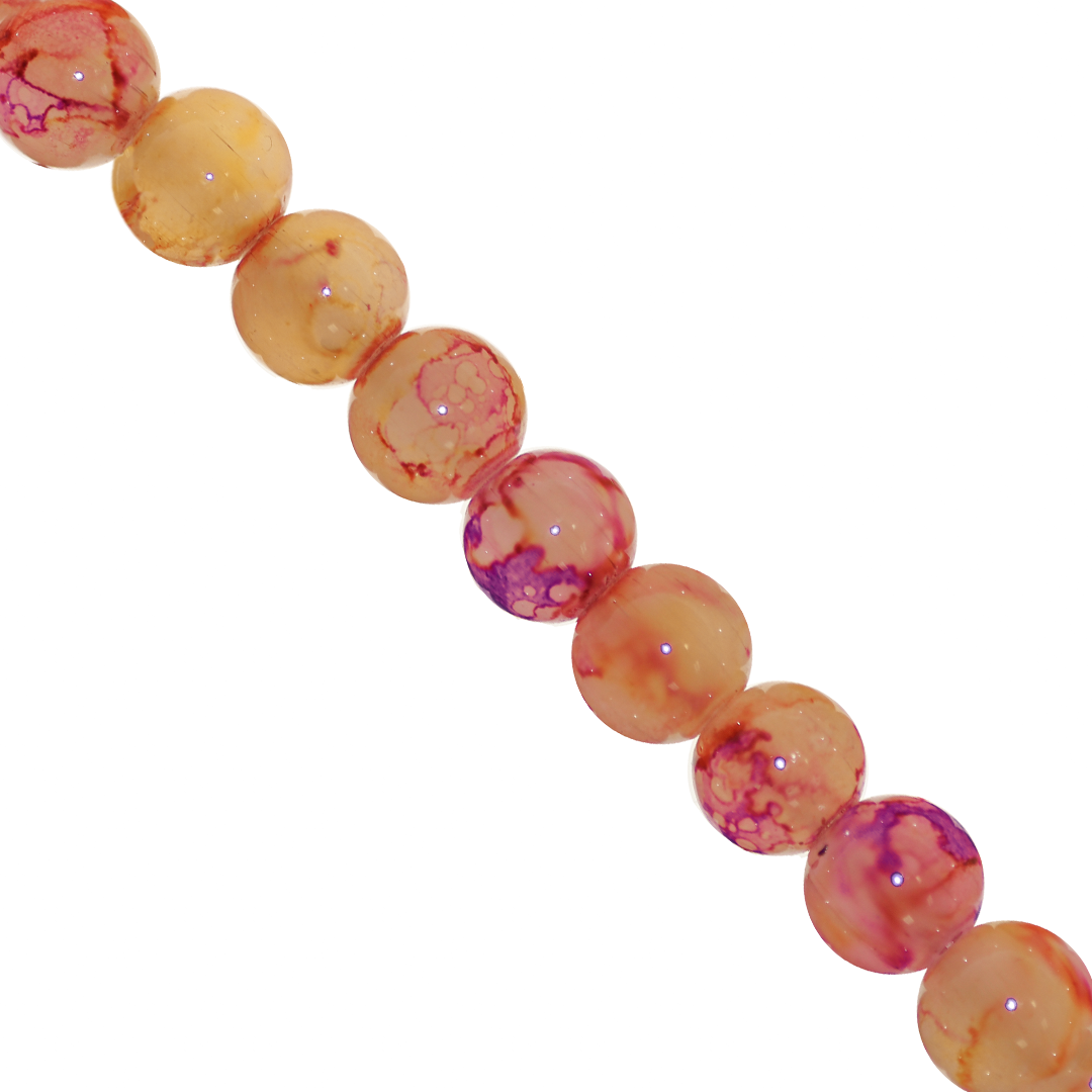 Marble Style Glass Beads, 10mm, Tie Dye, Approx 80 pcs per strand, Available in Multiple Colours