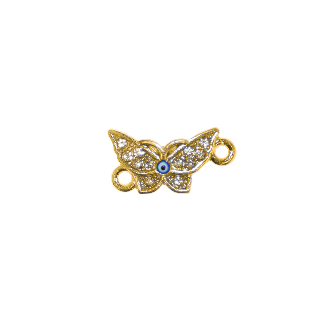 Connector, Rhinestone Butterfly, Alloy, 9.5mm x 18mm, Sold Per pkg of 6, Available in Multiple Colours