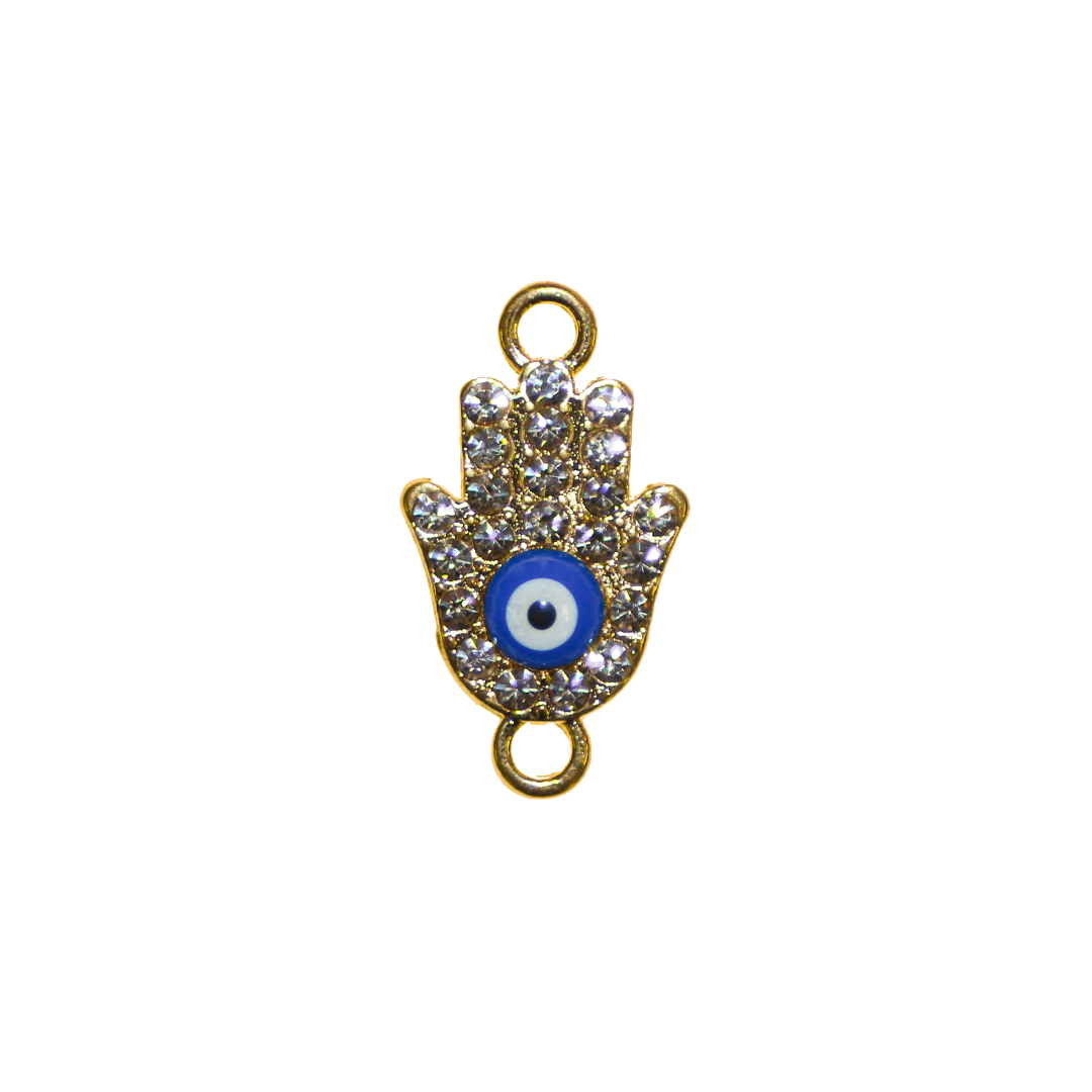 Connector, Rhinestone Hamsa Hand, Alloy, 18.5mm x 10mm, Sold Per pkg of 8, Available in Multiple Colours