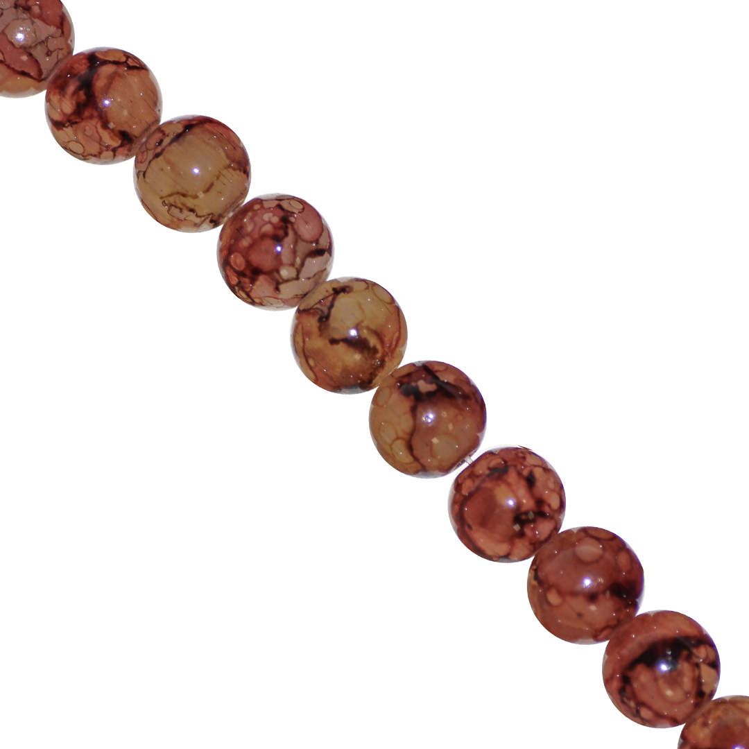 Marble Style Glass Beads, 10mm, Tie Dye, Approx 80 pcs per strand, Available in Multiple Colours