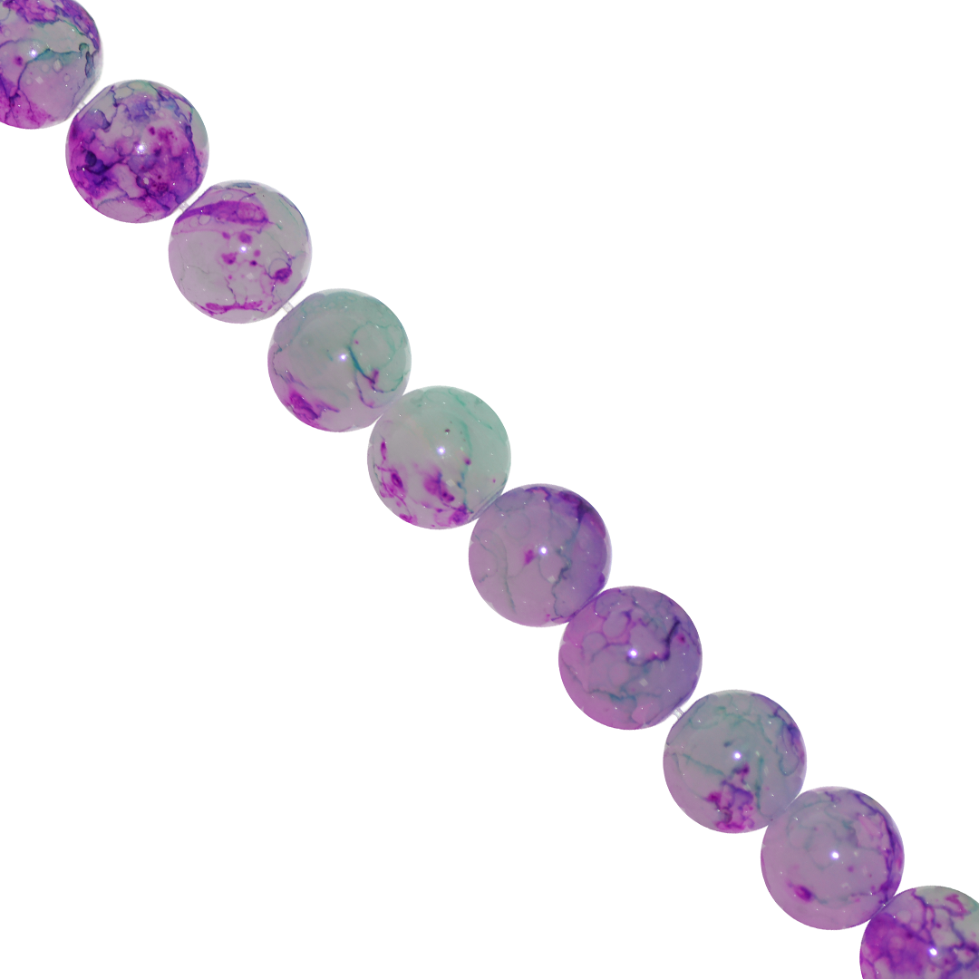 Marble Style Glass Beads, 10mm, Tie Dye, Approx 80 pcs per strand, Available in Multiple Colours
