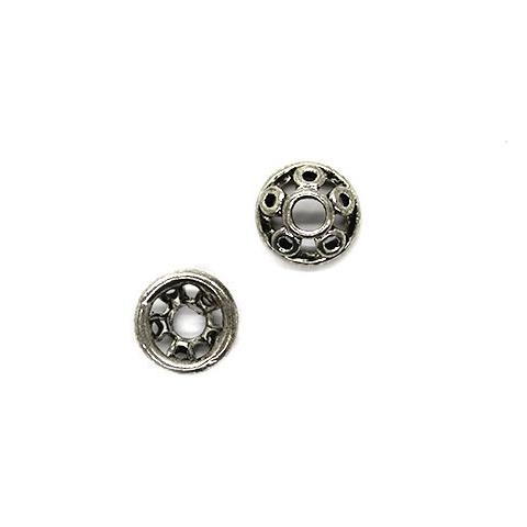 Bead Cap, Dotted Design, Alloy, Silver, 9mm x 9mm x 4mm, Sold Per pkg of 15