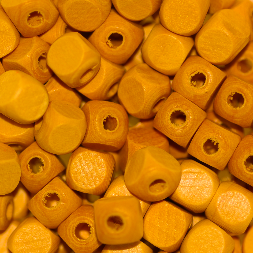 Wood Beads, Cube, 13mm, Orange, Sold per pkg of Approx 40