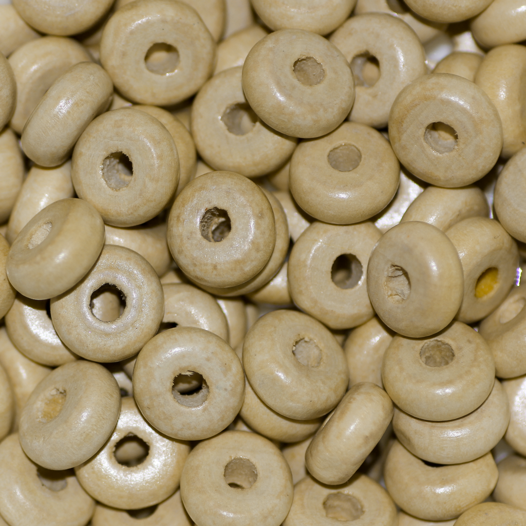 Wood Beads, Donut, Natural, 13mm, Sold Per pkg of Approx 100