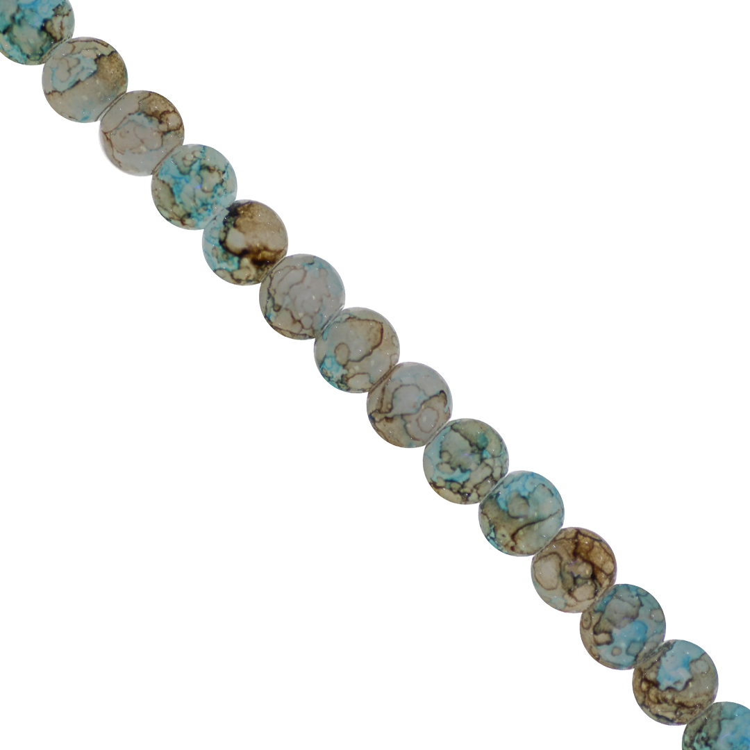 Marble Style Glass Beads, Tie Dye, 4mm, Approx 190 pcs per strand, Available in Multiple Colours
