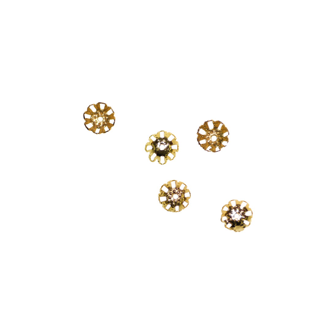 Bead Cap, Flower, Alloy, Gold, 3.3mm x 7mm, Sold Per pkg of Approx 100