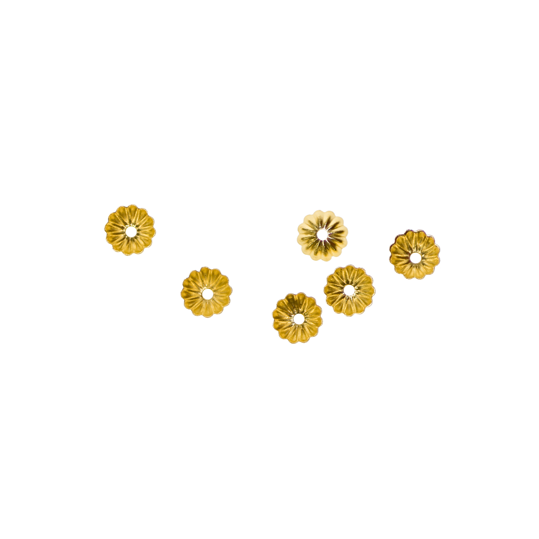 Bead Cap, Mini Flower Cap, Gold, Alloy, 1.7mm x 5mm, Sold Per pkg of Approx 100+