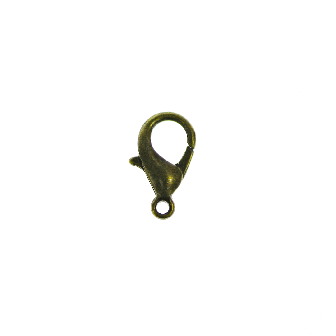 Clasp, Lobster Clasp, Brass, Alloy, 14mm x 7.5mm, Sold Per pkg of 12