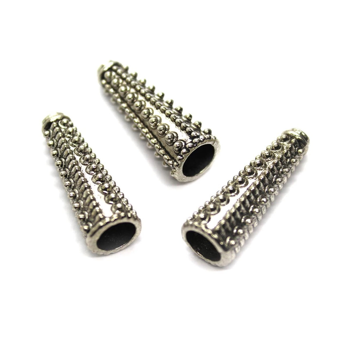 Bead Cap, Pointed, Alloy, Silver, 30mm x 10mm, Sold Per pkg of 3