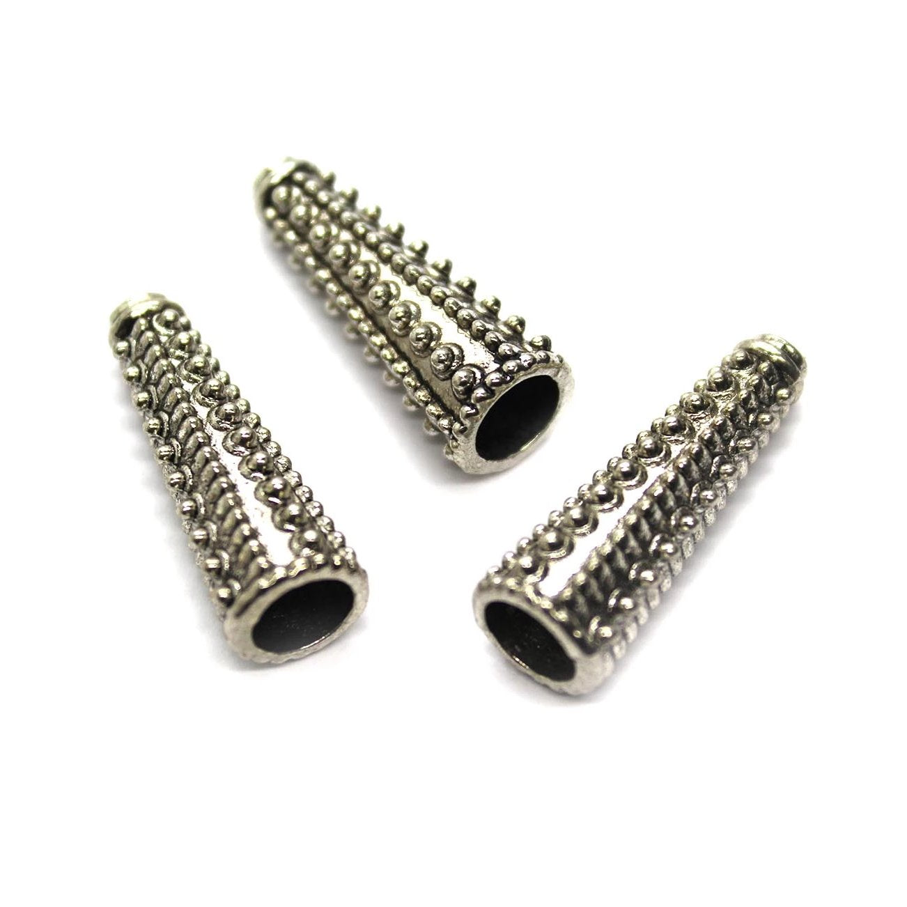 Bead Cap, Pointed, Alloy, Silver, 30mm x 10mm, Sold Per pkg of 3