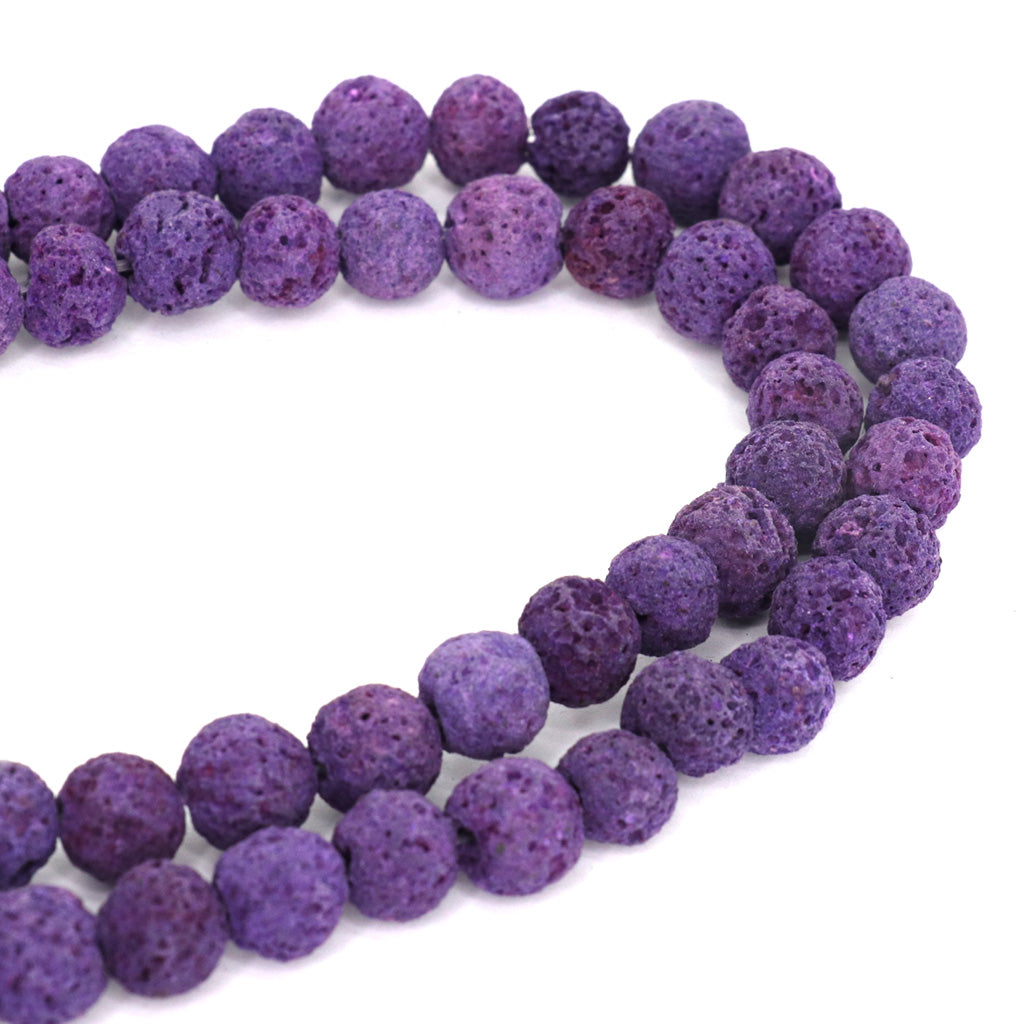 Purple Lava Stone, Semi-Precious Stone, 8mm, 45 pcs per strand