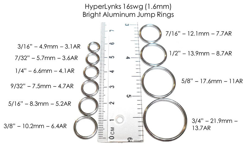Jump Rings, HyperLynks Bright Aluminum Base Metal, 16g AWG