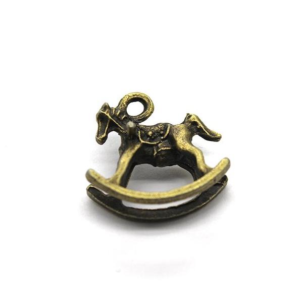 Charms, Rocking Horse, Bronze, Alloy, 21mm x 19mm, Sold Per pkg of 4
