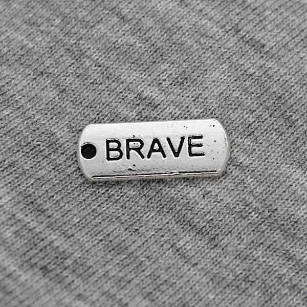 Charms, Brave Tag, Silver, Alloy, 21mm X 8mm, Sold Per pkg of 3