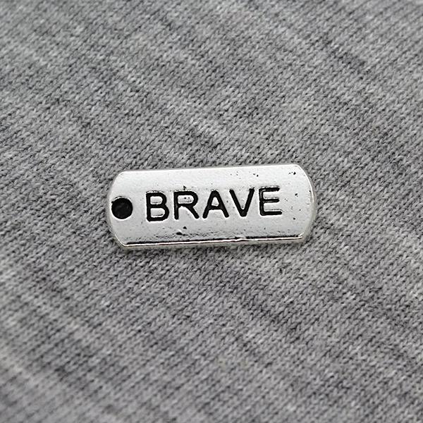 Charms, Brave Tag, Silver, Alloy, 21mm X 8mm, Sold Per pkg of 3