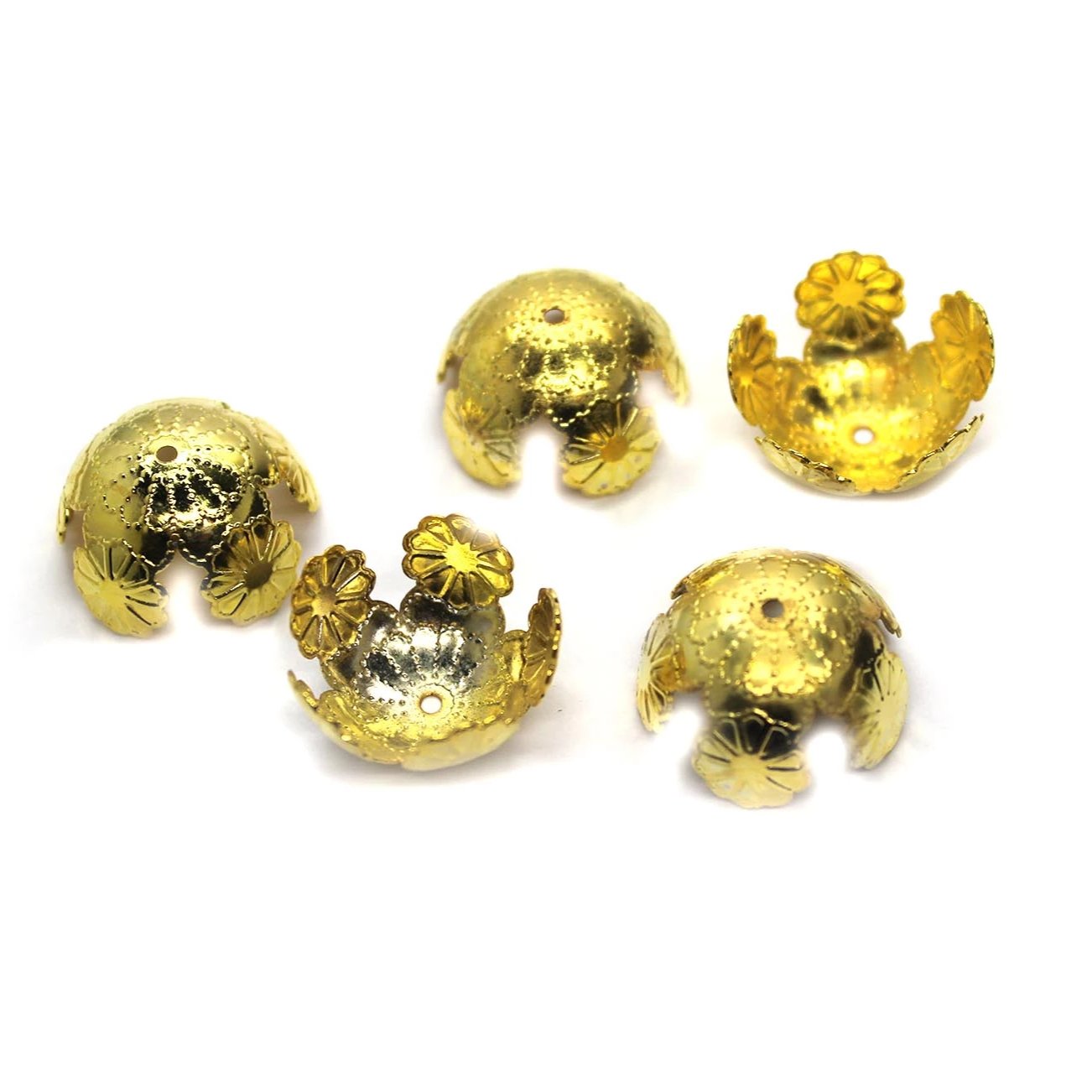Bead Cap, Stacked Flowers, Alloy, Gold, 21mm x 21mm, Sold Per pkg of 16