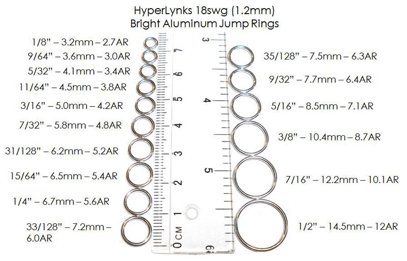 Jump Rings, HyperLynks Bright Aluminum, 18swg- Available in various sizes