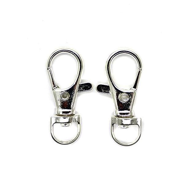 Clasp, Lobster Clasp Hook (Keychain), Bright Silver, Alloy, 35mm x 15mm, Sold Per pkg of 3 - Butterfly Beads