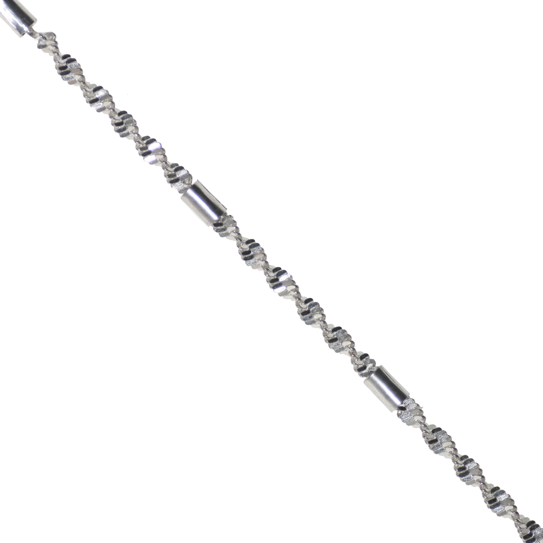 Chains, Spiral Chain with Cylinder Inserts, Bright Silver, Alloy, 2.2mm, Sold Per Meter