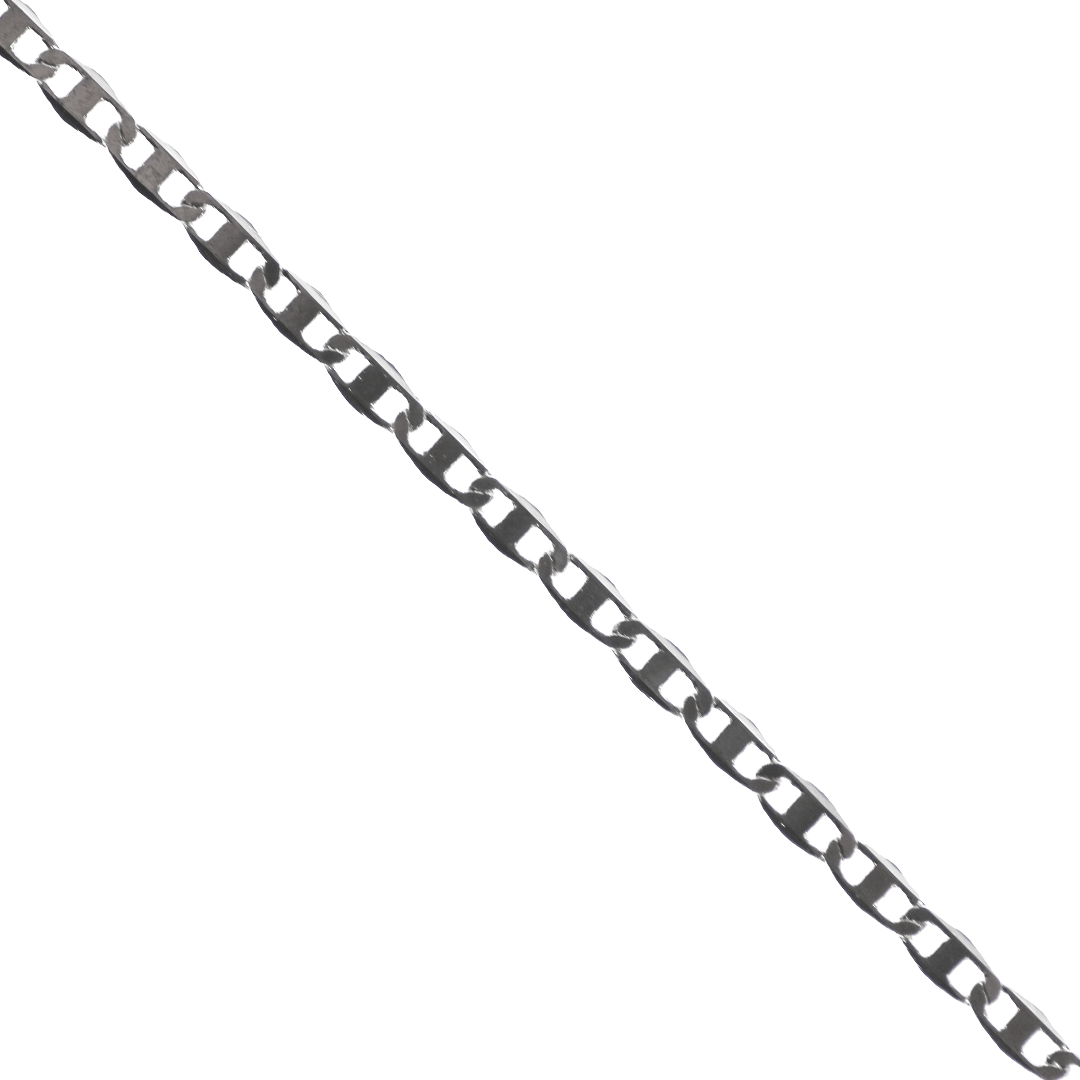 Chains, Flat Chain, Bright Silver, Alloy, 6mm x 2.5mm x 1mm loop -  Sold per Meter
