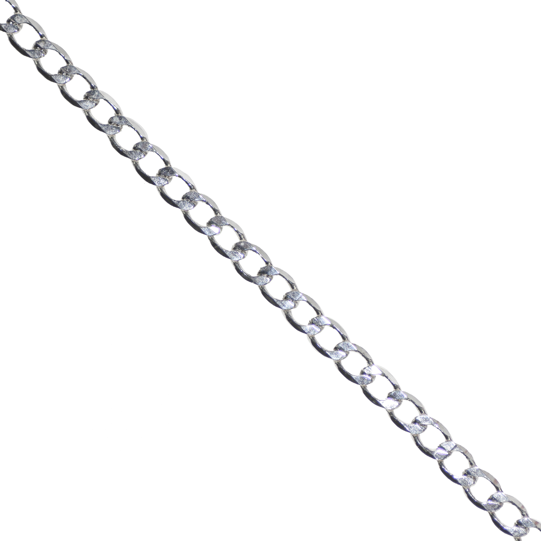 Chains, Curb Chain, Bright Silver, Alloy, 5.5mm x 3.5mm x 2mm loop -  Sold per Meter