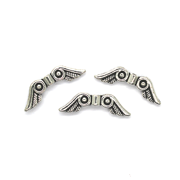 Spacers, Angel Wings, Silver, Alloy, 23mm X 7mm, Sold Per pkg of 6 - Butterfly Beads