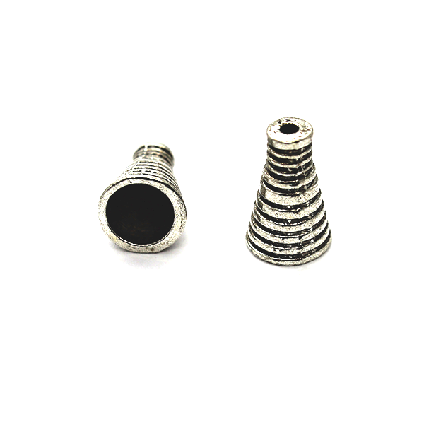 Bead Cone, Swirl Lines, Alloy, Silver, 16mm x 10mm, Sold Per pkg of 6 - Butterfly Beads