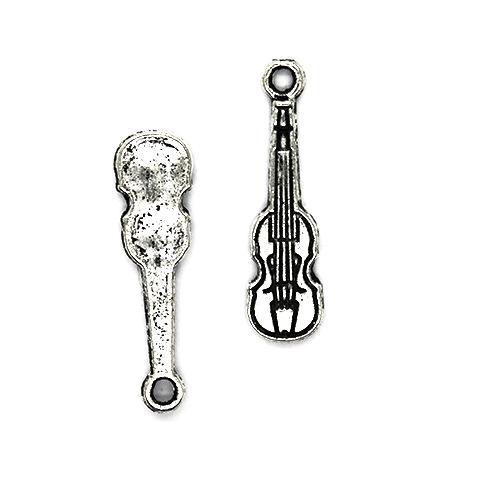 Charms, Small Viola, Silver, Alloy, 25mm X 7mm, Sold Per pkg of 8