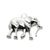 Charms, Large Horned Elephant, Silver, Zinc Alloy, 26mm X 33mm,  Sold Per pkg of 2