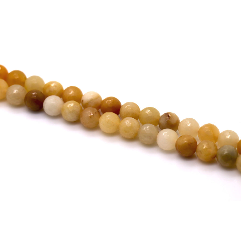 Faceted Dark Yellow Jade, Semi-Precious Stone, 10mm, 38 pcs per strand