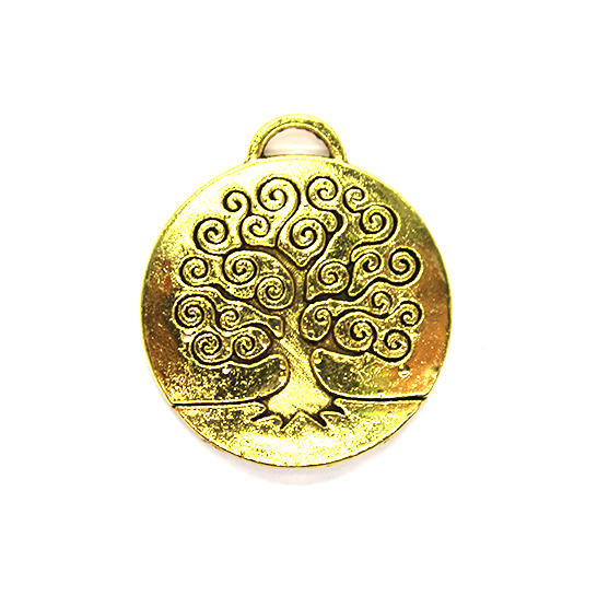 Pendant, Tree of Life, Gold, Alloy, 26mm x 23mm, Sold Per pkg of 4