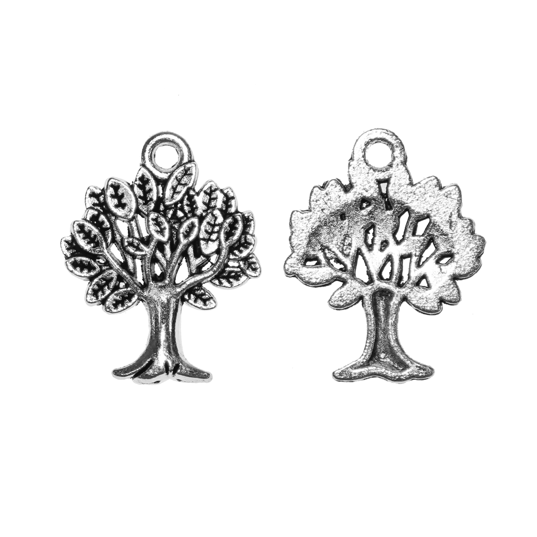 Pendant, Tree of Life, Silver, Alloy, 21mm x 16.5mmx 2mm, Sold Per pkg of 12