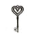 Pendants, Open Heart Key, Silver, Alloy, 69mm x 31mm, Sold Per pkg of 1