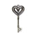 Pendants, Open Heart Key, Silver, Alloy, 69mm x 31mm, Sold Per pkg of 1