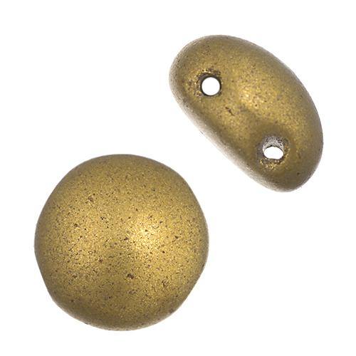 12mm Czech Candy Opaque Antique Gold Bronze - Butterfly Beads