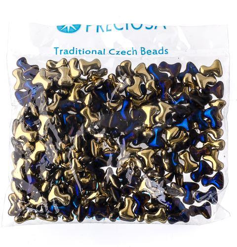 Preciosa Tee Beads - 2/8mm - 11g - Crystal/California Blue - Butterfly Beads