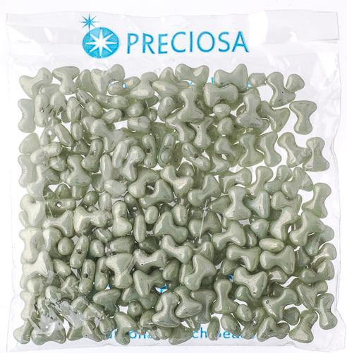 Preciosa Tee Beads - 2/8mm - 11g - Alabaster White/Green Luster - Butterfly Beads