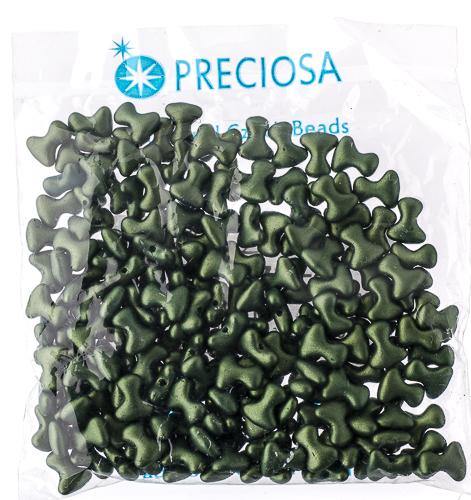 Preciosa Tee Beads - 2/8mm - 11g - Alabaster Shine Olive Green - Butterfly Beads