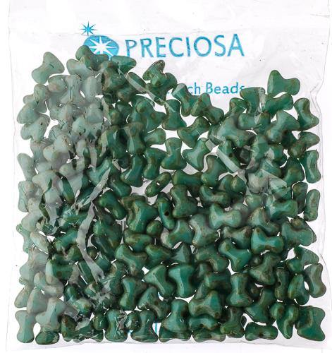 Preciosa Tee Beads - 2/8mm - 11g - Green Travertine - Butterfly Beads