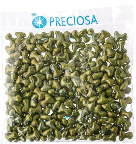 Preciosa Tee Beads - 2/8mm - 11g - Green/Gold Iris - Butterfly Beads