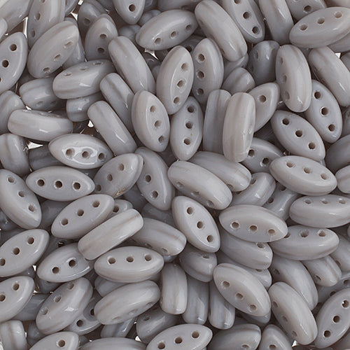 Czech Cali Bead, 3x8mm, 3-hole, Grey Silk