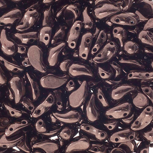 Czech Bead ZoliDuo, Left 2Hole, 5x8mm, Black/Copper Luster, 40pcs
