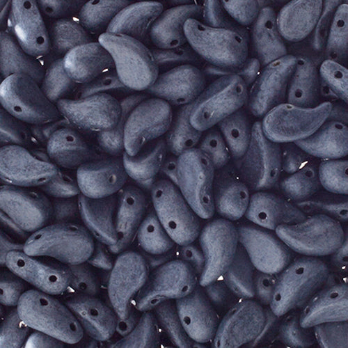 Czech Bead ZoliDuo, Left 2Hole, 5x8mm, Black/White Luster Matte, 50pcs