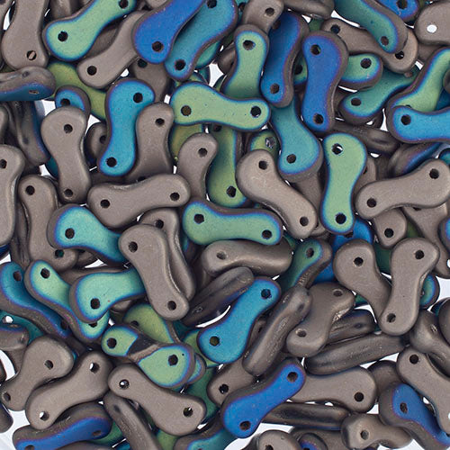 Czech Glass Bead Link, Black/Glittery Aggentic Matte Fullcoat, 3mm X 10mm, Sold per Pkg 100pcs