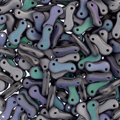 Czech Glass Bead Link, Black/Silver Matte Fullcoat, 3mm X 10mm, Sold per Pkg 100pcs