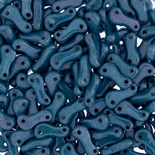 Czech Glass Bead Link, Chalk White/ Blue Luster Fullcoat, 3mm X 10mm, Sold per Pkg 100pcsv