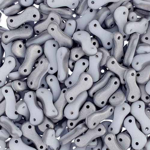 Czech Glass Bead Link, Chalk White/ Silver Labrador Matte Halfcoat, 3mm X 10mm, Sold per Pkg 100pcsv