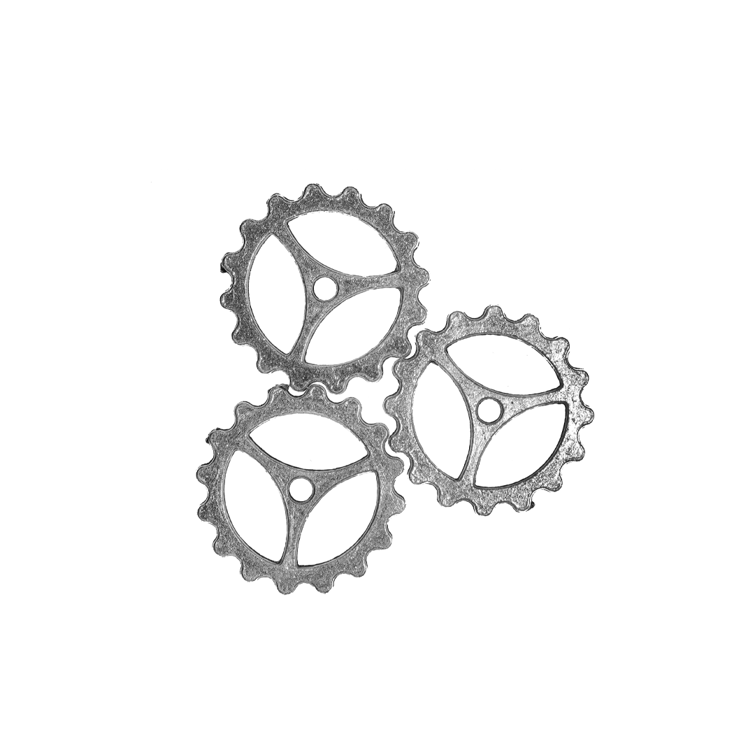 Gear Pendant, Silver, Alloy, 23mm x 23mm x 1.1mm, Sold Per pkg of 8