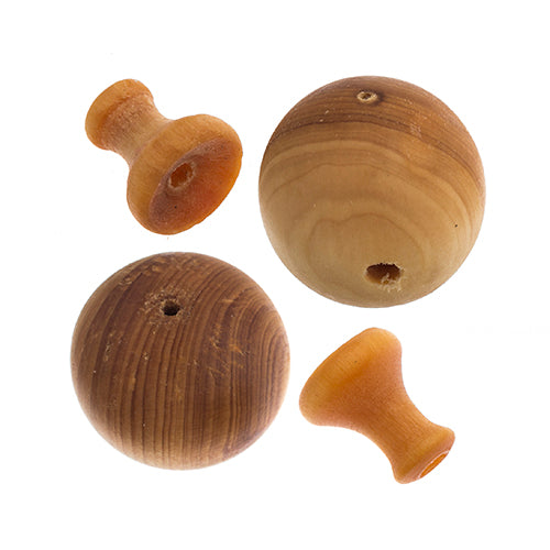 Guru Beads, Cedar Wood, Round, Natural, Available in Multiple Sizes, 2 Sets