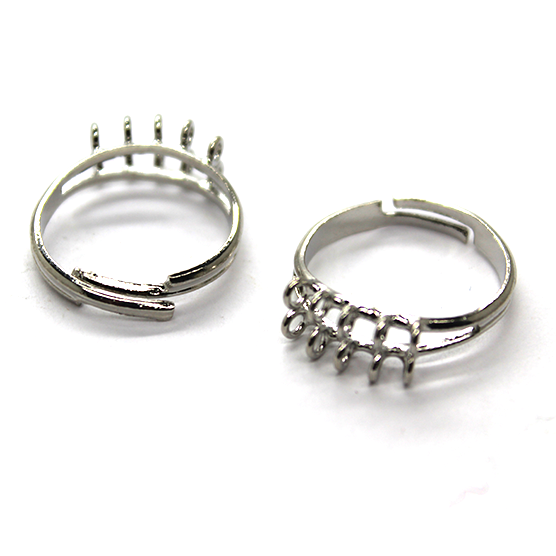 Base, Ring Base with 2 Rows & 10 Loops, Silver, Alloy, 21mm x 19mm x 2mm (loop), Sold Per pkg of 2